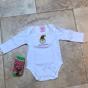 My First Christmas Onesie Set W Socks